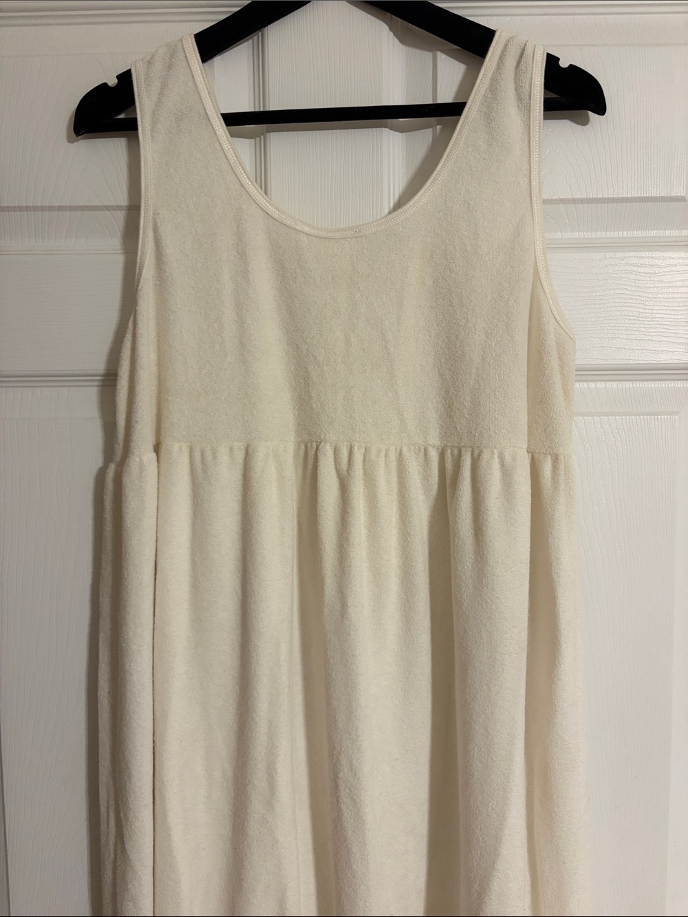 VTG 80s Victoria's Secret Gold Label Terry Cloth Midi Spa Dress Cream Size Large - Picture 6 of 10